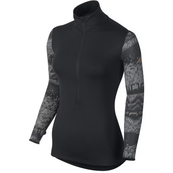 Nike Pro Womens Dri Fit Black Half Zip Pullover Size Large Running Workout - Picture 1 of 7